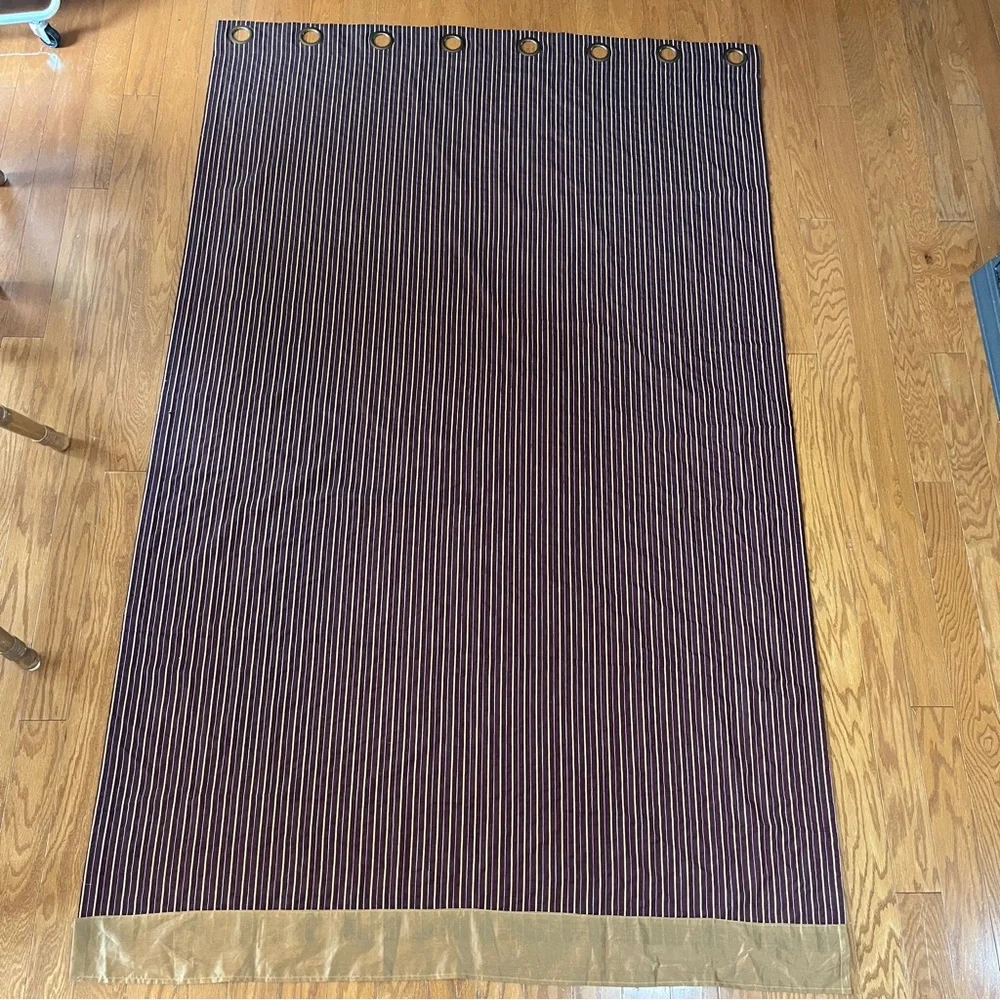 Maroon Burgandy Gold Striped Curtain Panel with Grommets 3‎ panels